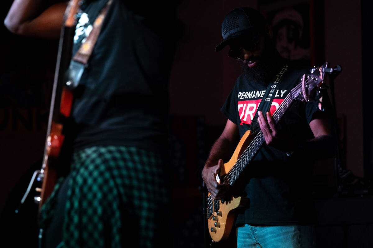 Bassist Ben Sterling performs during a Juneteenth celebration at 100 Men Hall in Bay St. Louis on Friday, June 19, 2026.