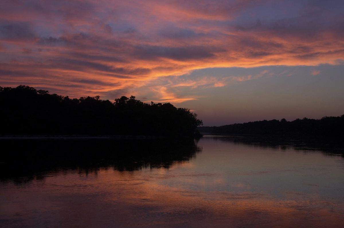 Sunset on the Pascagoula River from East Wilkerson Ferry Landing in George County in 2011. 