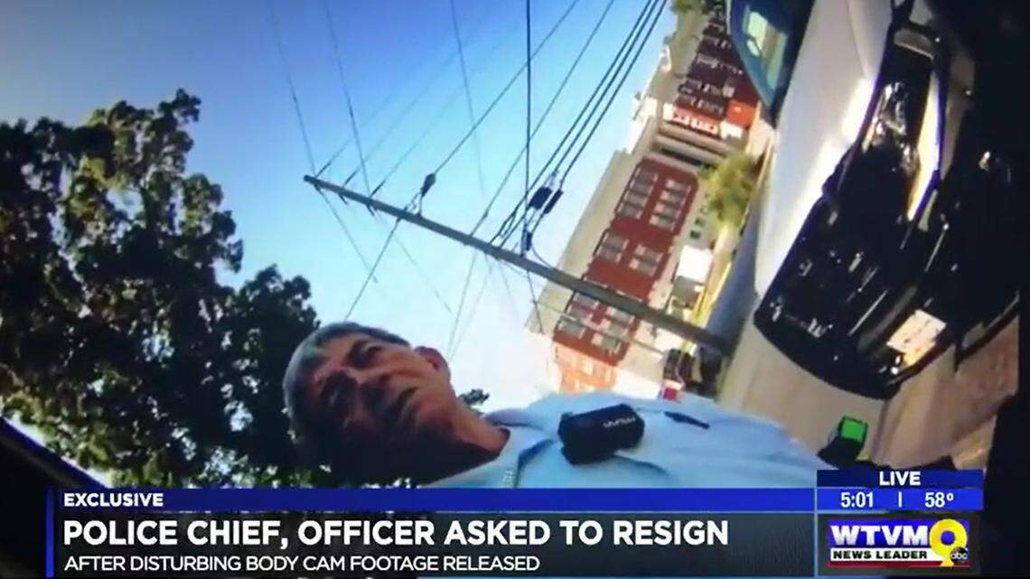 Hamilton police chief Gene Allmond (pictured) resigned and a patrolman was fired last week after they were captured on police body camera using racial slurs and making derogatory remarks about Black Americans during a Black Lives Matter protest in west Georgia in 2020.