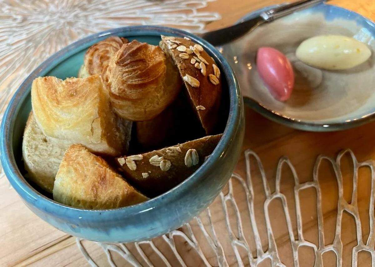 The bread course at Vestige, the tasting menu restaurant in Ocean Springs.
