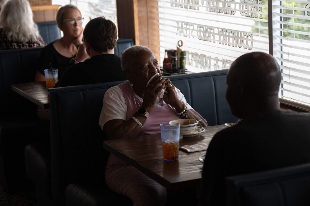 Customers eat in booth seats during the opening day of The Downtowner in Gulfport on Tuesday, June 9, 2026.