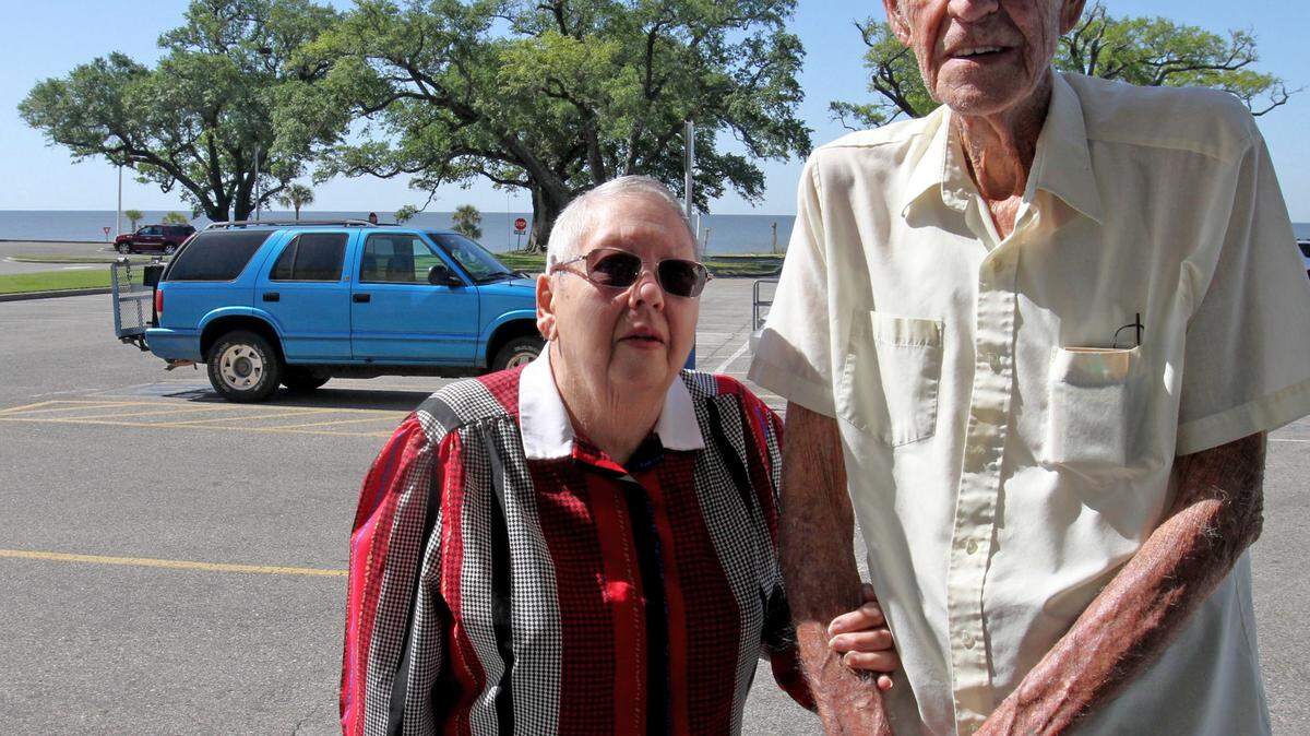 JOHN FITZHUGH/SUN HERALD 
 Ernest Simar, 80, of Pass Christian drove himself and his wife, Margaret, 79, to Edgewater Mall on Thursday May 5, 2016.