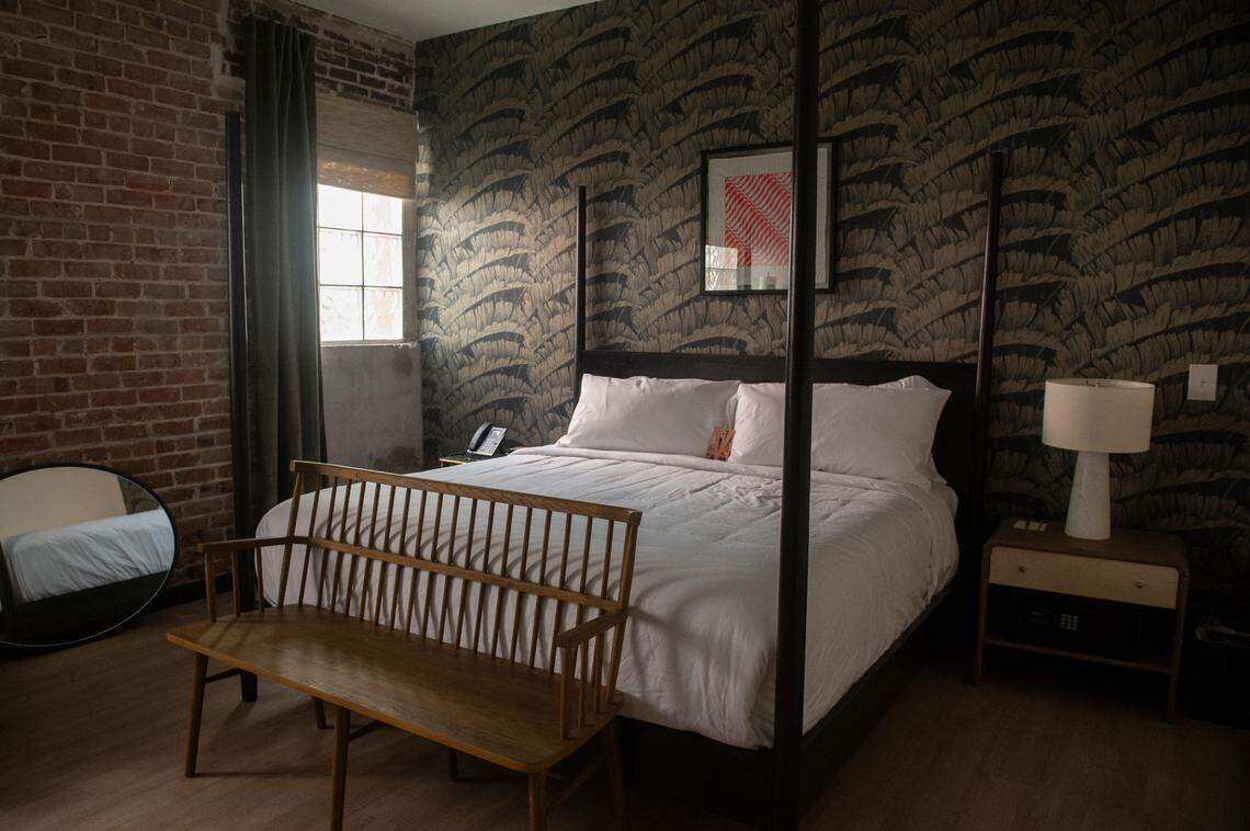 A hotel room at Hotel Vela in Gulfport on Thursday, Oct. 31, 2024.