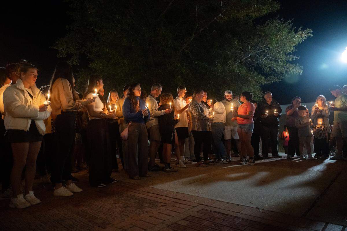 Friends and family of Landon Perry honor his life Thursday in Perkinston.