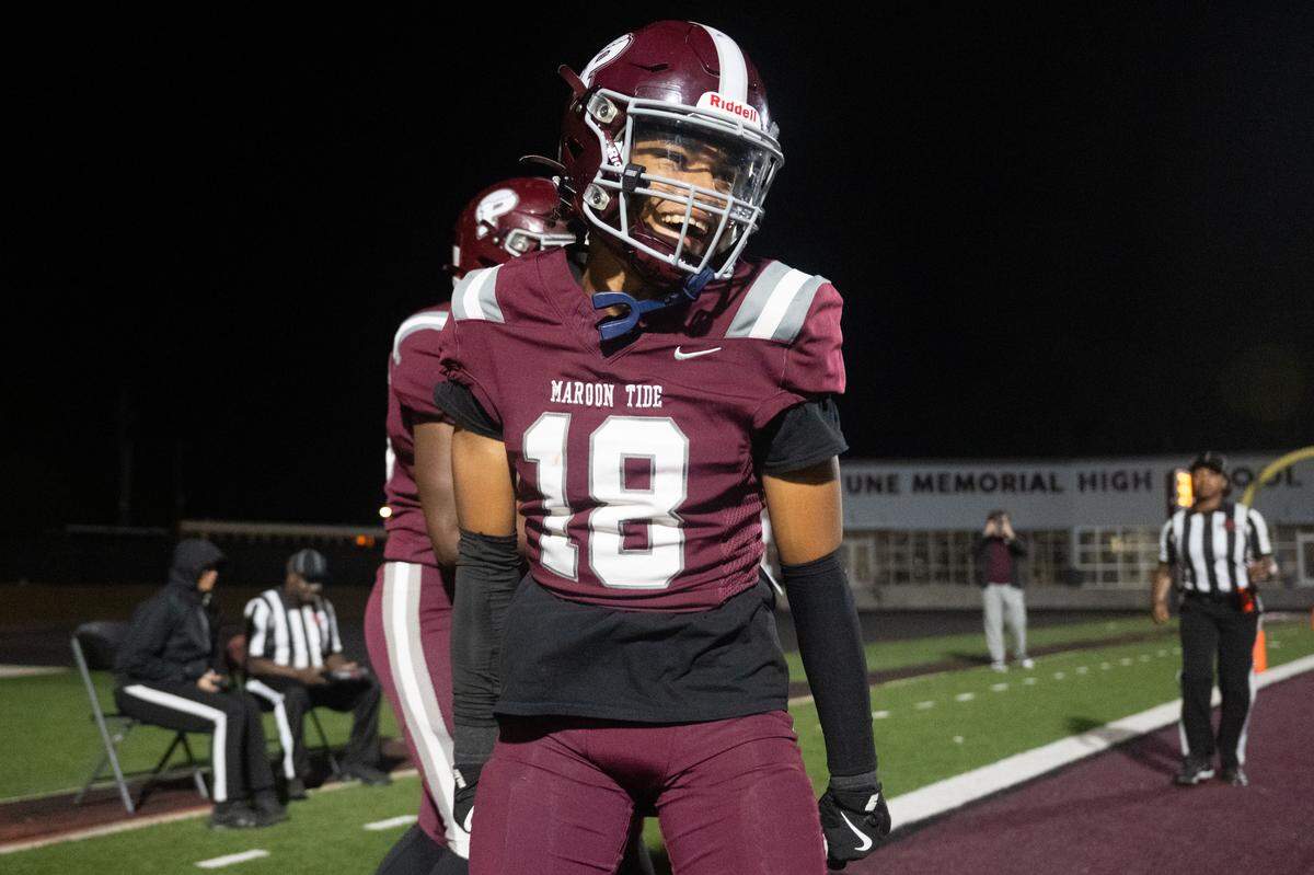 Picayune wide receiver Joel James (18) celebrates a touchdown Friday.