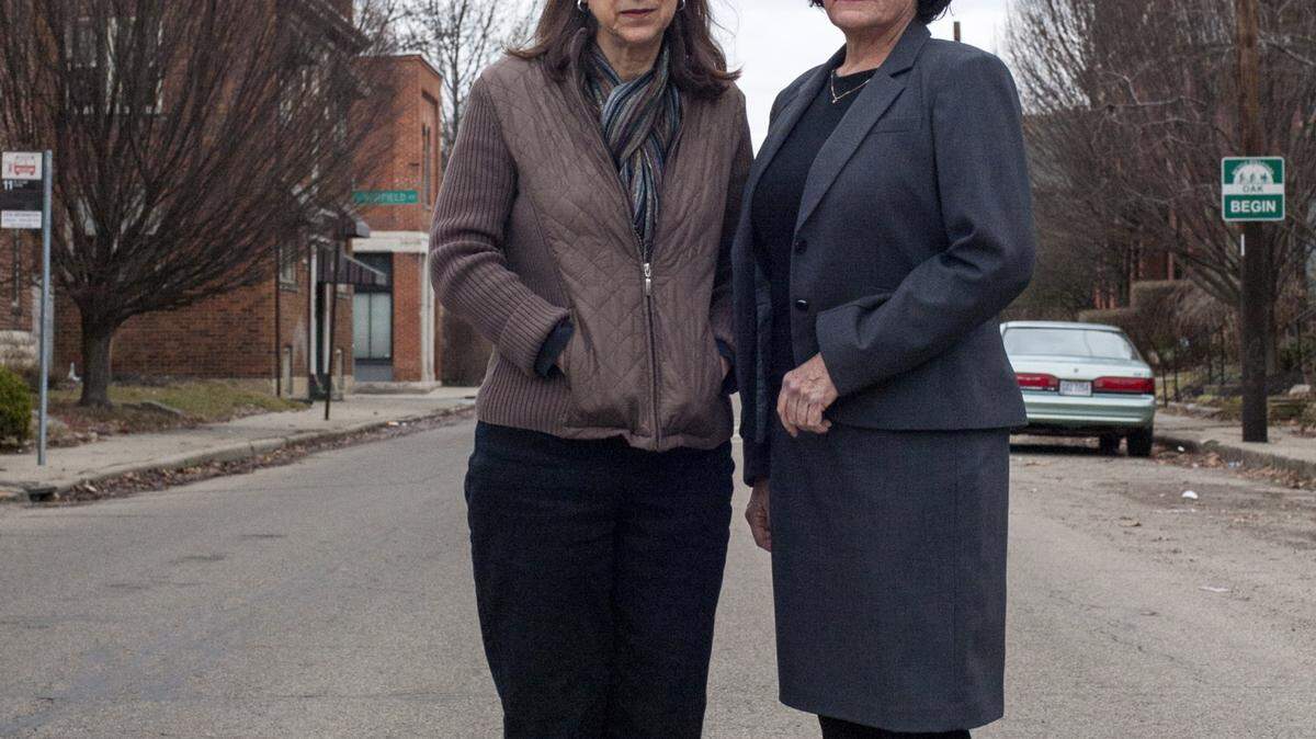 TY WRIGHT/THE NEW YORK TIMES 
 Kathryn Moon, left, and Julianne Taaffe have both filed an age discrimination complaint against Ohio State University.