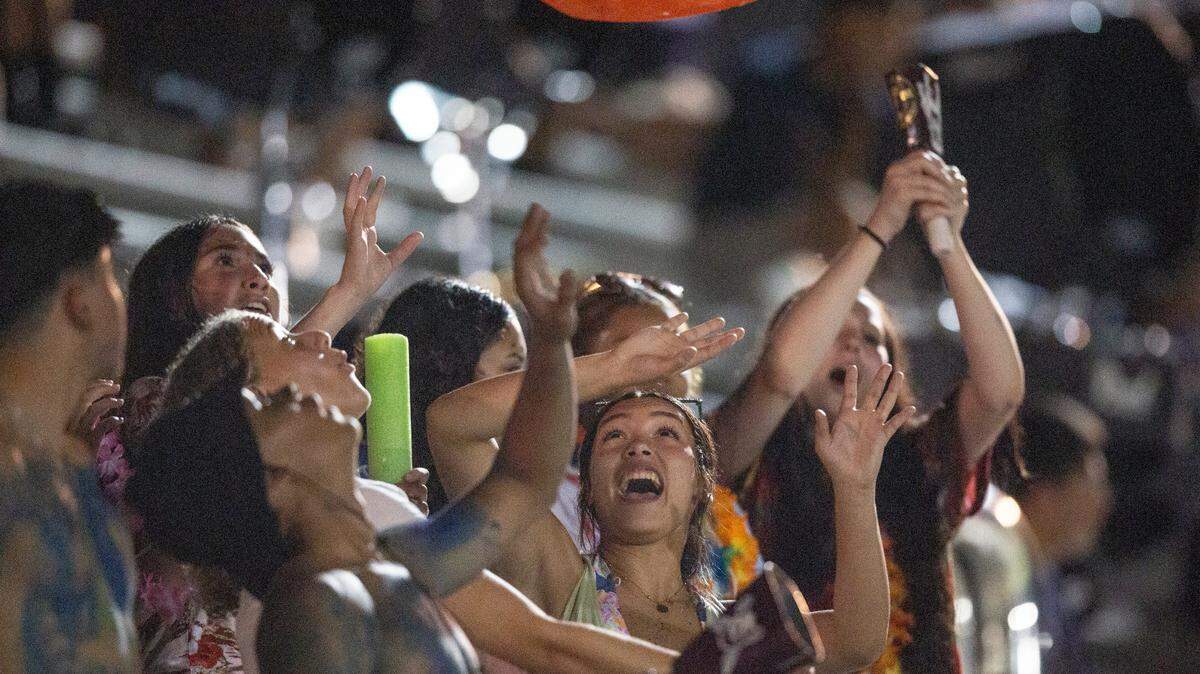 Gautier fans cheer in the stands as their team plays against Pascagoula at Gautier High School in Gautier on Friday, Sept. 2, 2022.