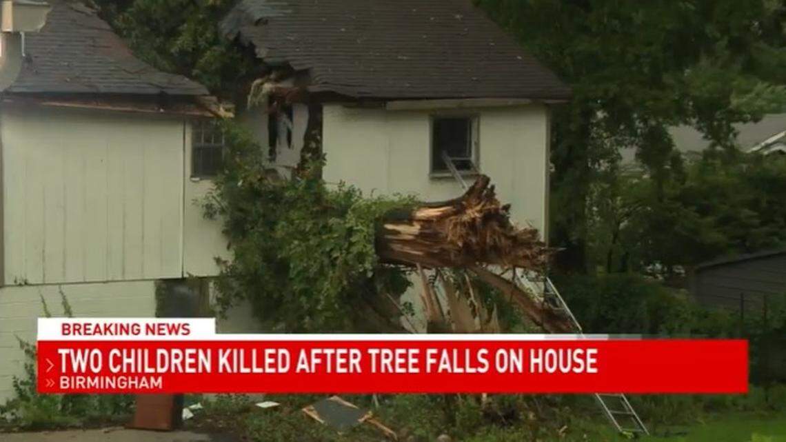 A tree fell onto a home in Birmingham, Alabama, on July 21, killing two young children inside, according to city fire rescue officials.