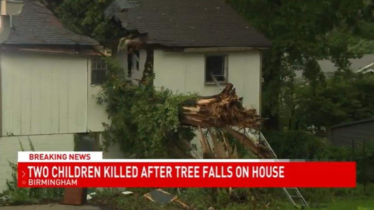 A tree fell onto a home in Birmingham, Alabama, on July 21, killing two young children inside, according to city fire rescue officials.