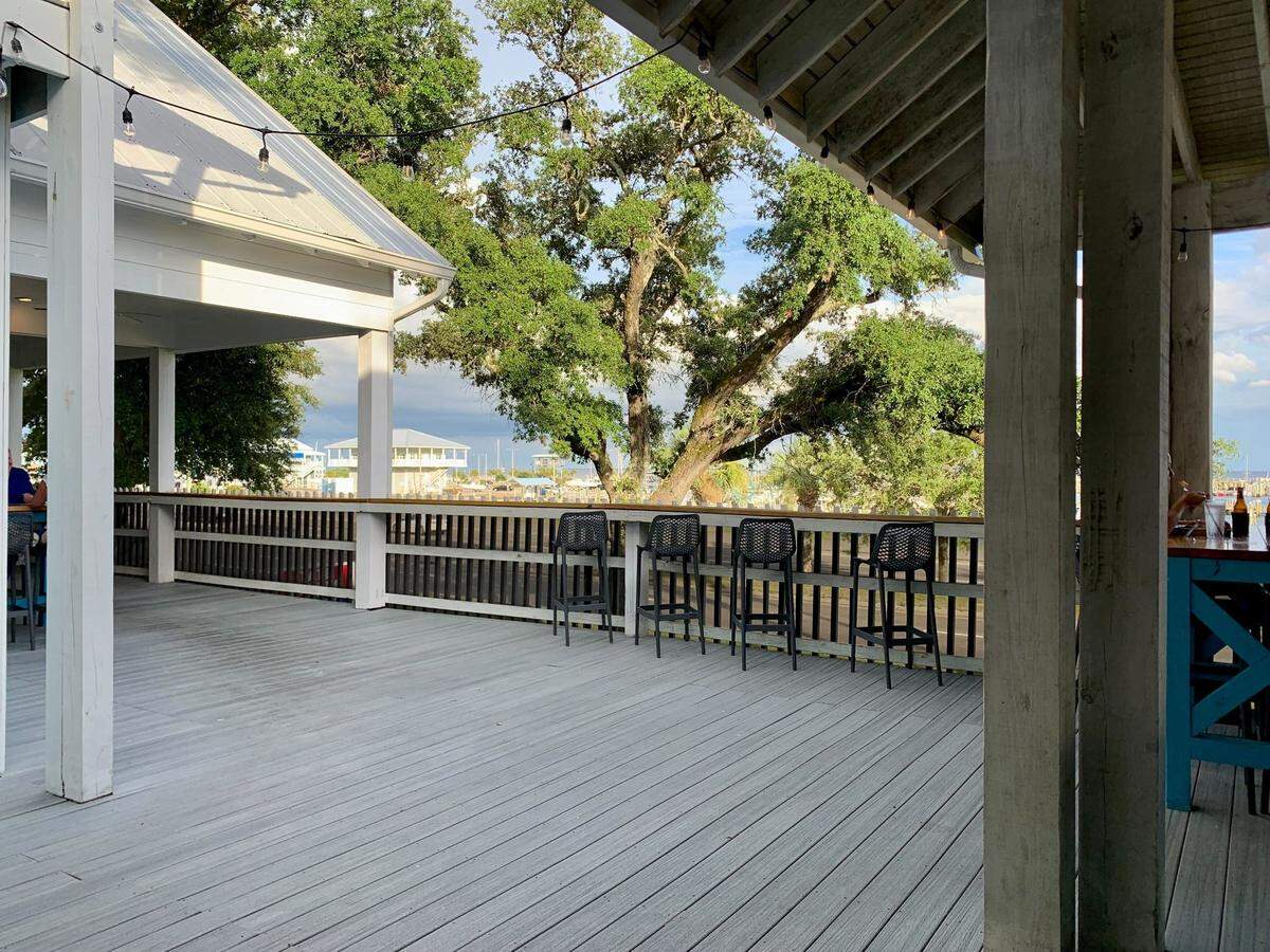 The views from the outdoor patio at Bacchus on the Beach in Pass Christian, Mississippi.