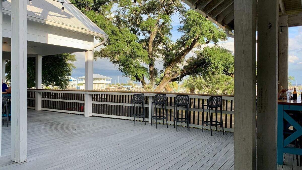 The views from the outdoor patio at Bacchus on the Beach in Pass Christian, Mississippi.