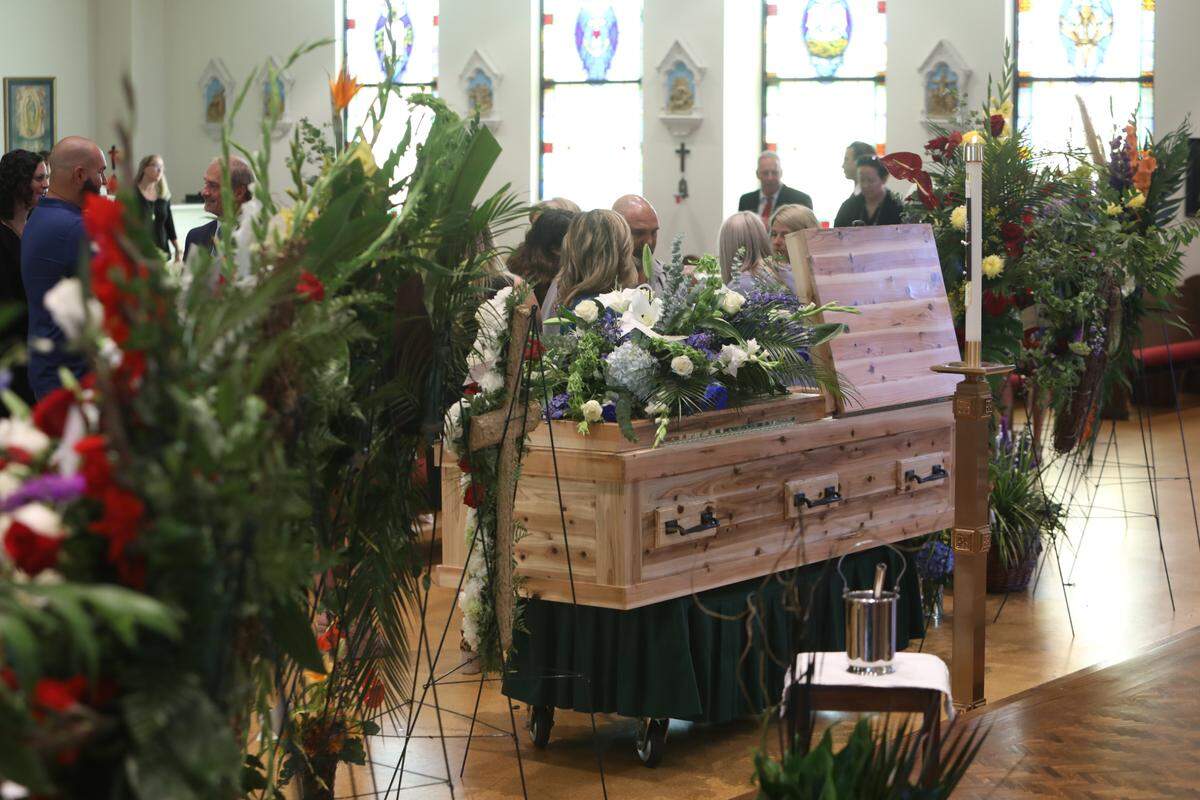 Cayce Seal’s casket was handmade in Lakeshore and was adorned with blue and white flowers. His funeral service was held at St. Clare Catholic Church in Waveland, on July 1, 2021.