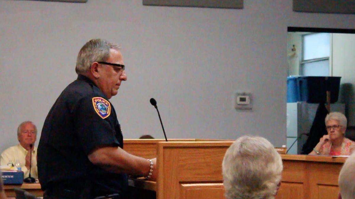WESLEY MULLER/SUN HERALD 
 Bay St. Louis Police Chief Mike De Nardo speaks to the city council about money missing from the city's federal forfeitures account. Aug. 18, 2015.