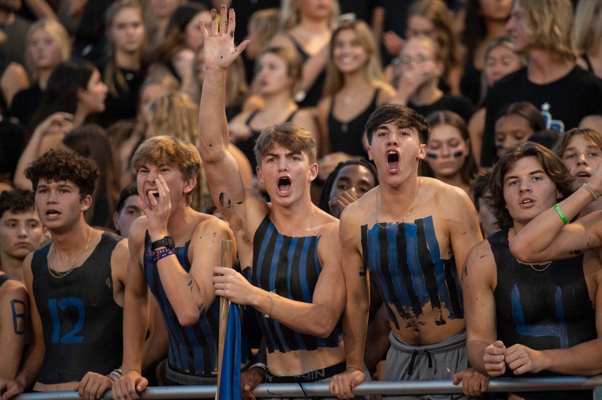 The Ocean Springs student section cheers on their team during a Jamboree game against Gautier at Greyhound Stadium in Ocean Spring on Friday, Aug. 19, 2022.