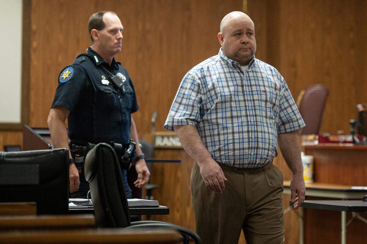 Jeremy Childress walks into the courtroom for his murder trial in the death of his girlfriend in Harrison County Court in Gulfport on Wednesday, June 21, 2023.