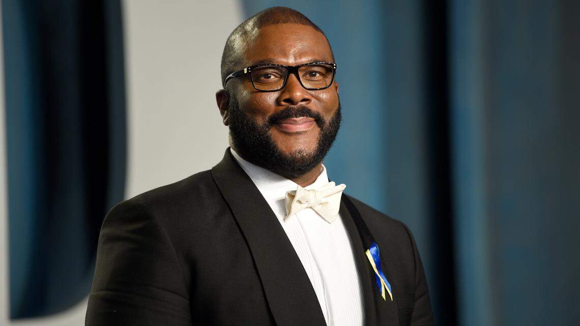 Tyler Perry arrives at the Vanity Fair Oscar Party on Sunday, March 27, 2022, at the Wallis Annenberg Center for the Performing Arts in Beverly Hills, Calif. (Photo by Evan Agostini/Invision/AP)
