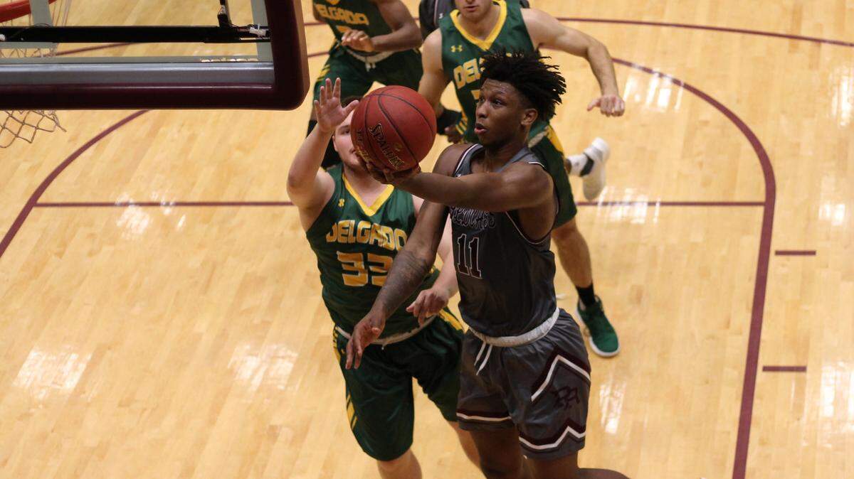 Pearl River Community College guard Brandon Rachal scores against Delgado in Poplarville on Nov. 1.