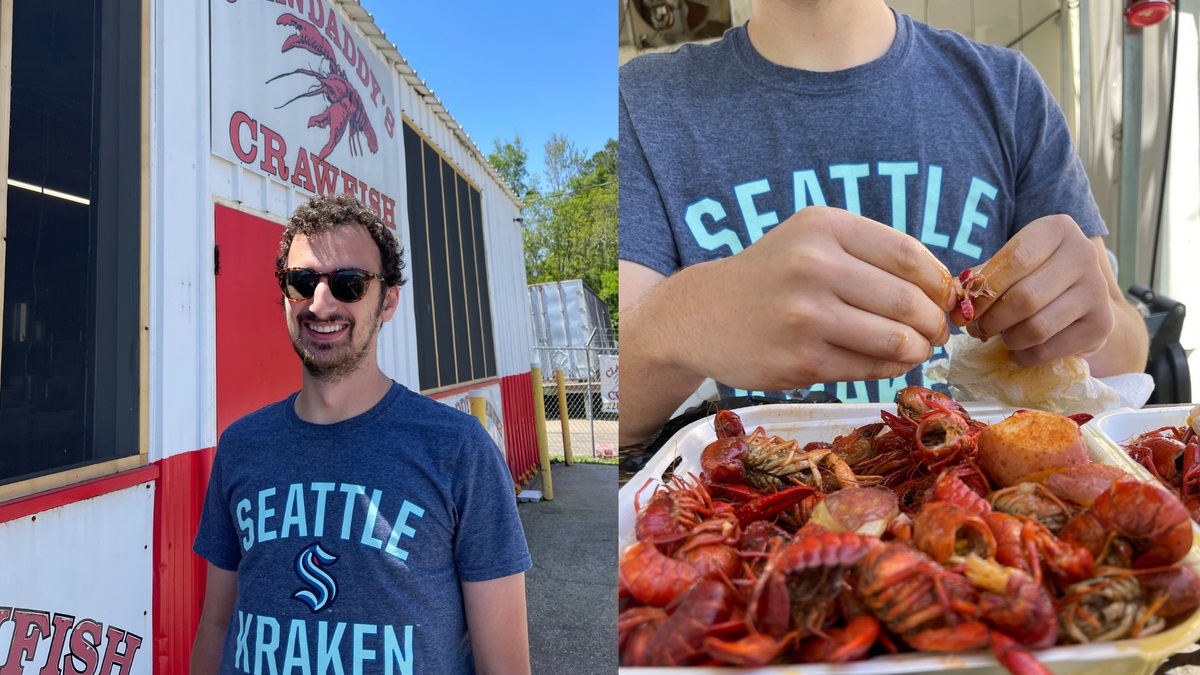 Sun Herald reporter Jesse Lieberman tries crawfish at Craw Daddy’s in Gulfport on April 8, 2022.