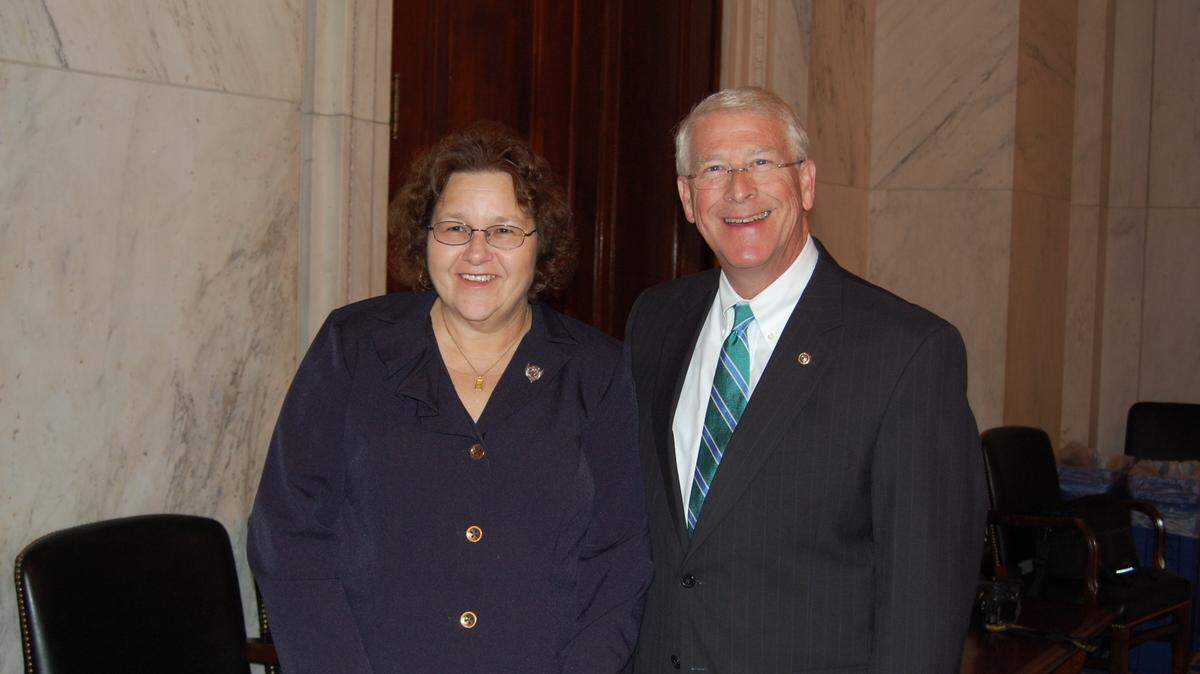 PHOTO COURTESY ROGER WICKER's OFFICE 
 U.S. Senator Roger Wicker, R-Miss., on Wednesday presented Mag Holland with the 2015 'Angels in Adoption' award for her commitment to foster care and adoption.