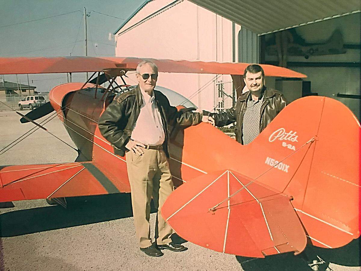 Roland Weeks, right, and Joe Pevey bought a plane together, a Pitts Special S2A. As a pilot, Weeks was well-known for his acrobatic stunts.