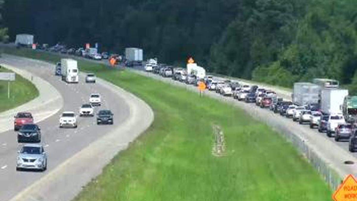 Traffic is backed up on Interstate 10 from Exit 20 to Exit 28 as work begins on a widening project at the Buc-ee’s site.