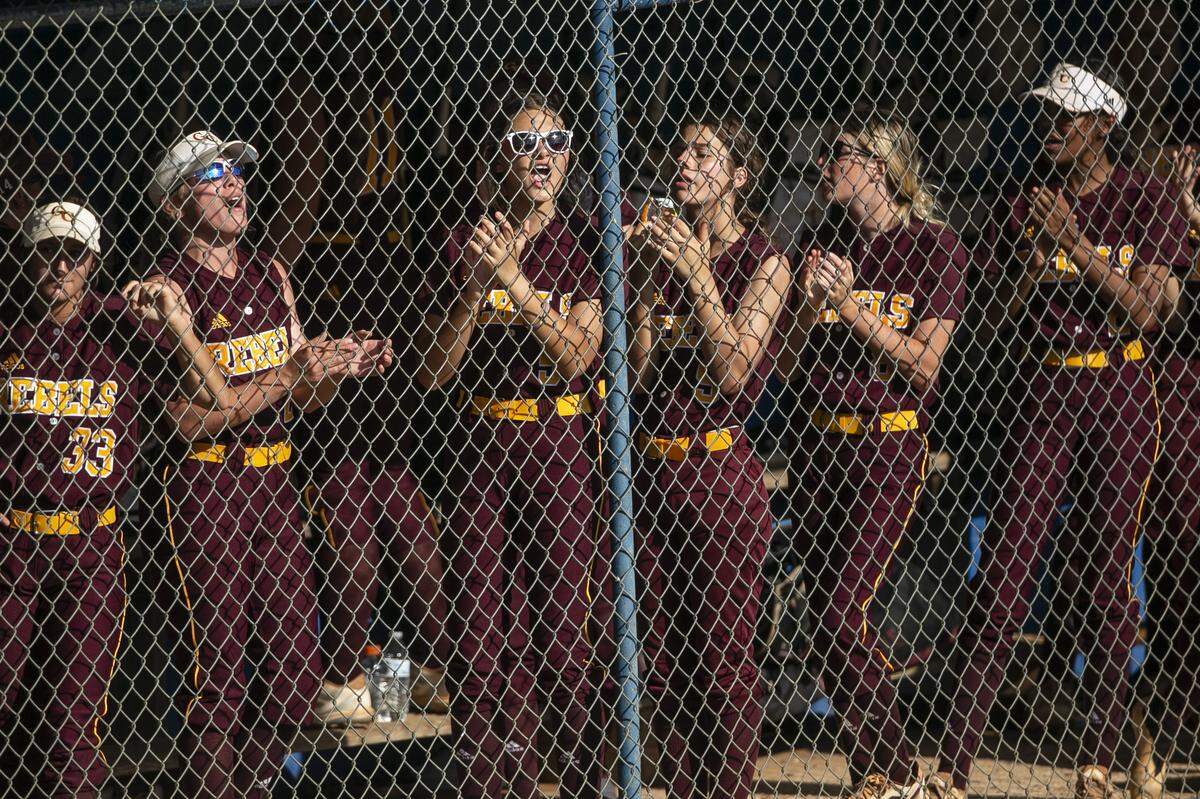 George County’s dugout cheers for their players during a game against Vancleave at Vancleave High School on Friday, May 6, 2022.