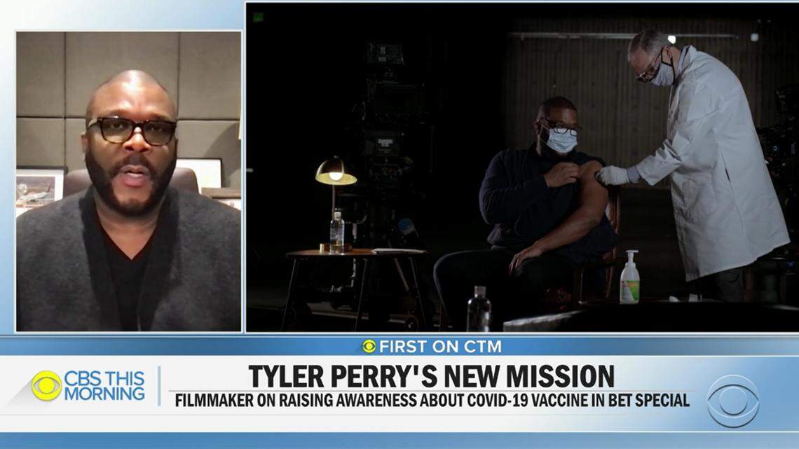 Media mogul Tyler Perry shares his experience getting the coronavirus vaccine in a new BET special aimed at informing Black Americans about getting vaccinated.