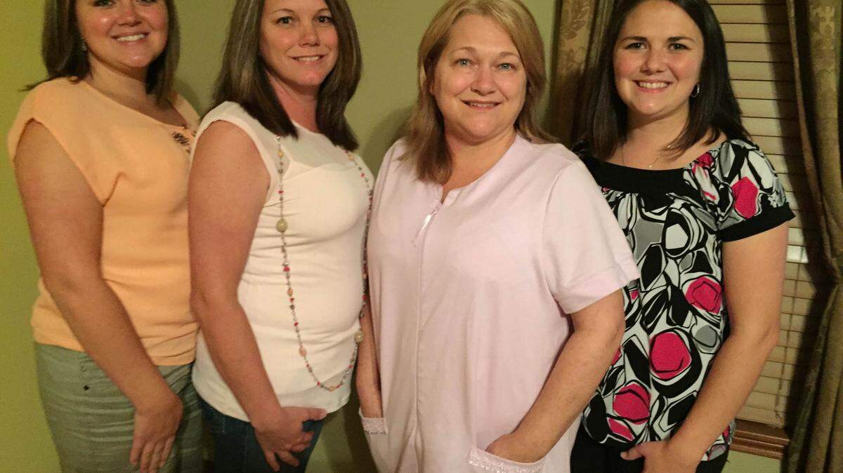 COURTESY PHOTOSisters Leora Pittman, Hope Ladner, Tabatha Smith and April Ladner tested positive for the BRCA 2 gene that dramatically increased their risk for breast cancer. Two sisters, Hope Lander and Tabatha Smith, had breast cancer.