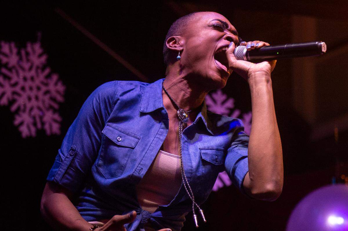 Chapel Hart’s Trea Swindle sings during Chapel Hart’s performance at Ground Zero Blues Club in Biloxi on Wednesday, Nov. 30, 2022.