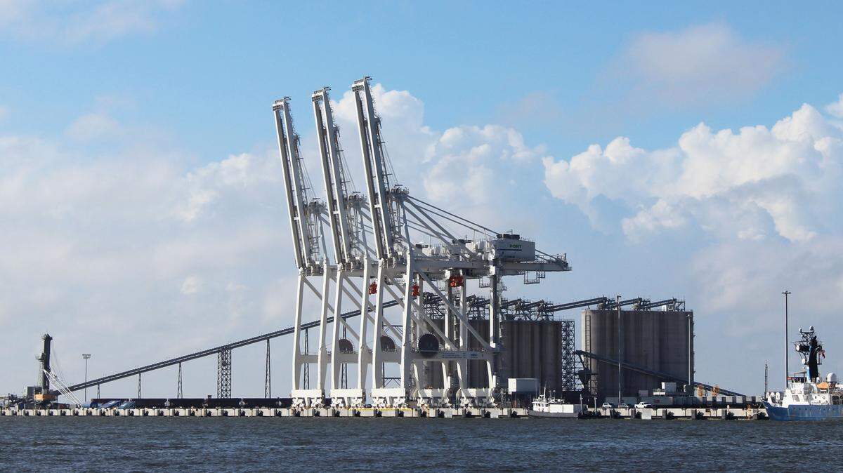The port spent $10 million each on rail-mounted gantry cranes delivered from China, part of a $570 million restoration and expansion project designed to create jobs.