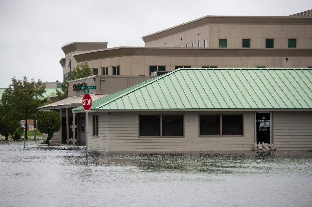 Flooding off of Denny Avenue in Pascagoula on Monday, Aug. 30, 2021 after Hurricane Ida.