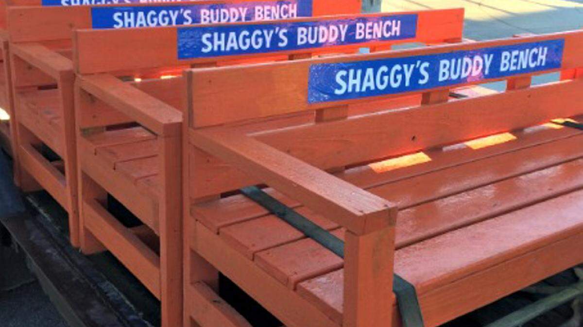 PHOTO COURTESY OF SHAGGY's 
 Staff at Shaggy's restaurants in South Mississippi made Buddy Benches and donated them to Gulfport schools to encourage kids to make friends.