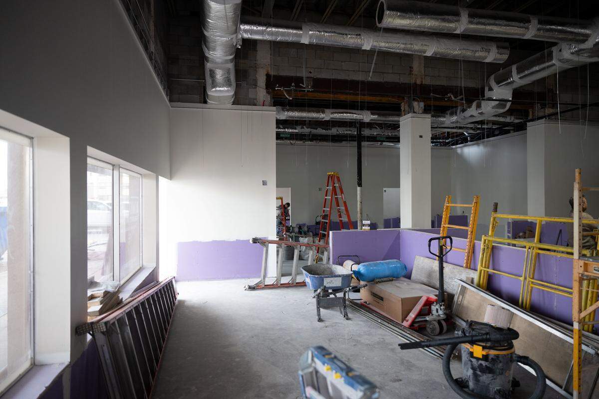 The interior of The Downtowner shows progress as the former Triplett-Day drugstore and lunch counter is reimagined into a new Southern restaurant.