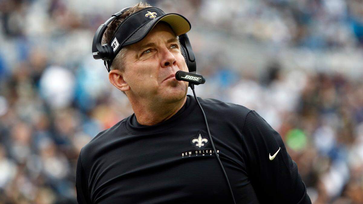 New Orleans Saints head coach Sean Payton is seen on the sidelines during the first half of an NFL football game in Charlotte, N.C., Sunday, Dec. 29, 2019. (AP Photo/Brian Blanco)
