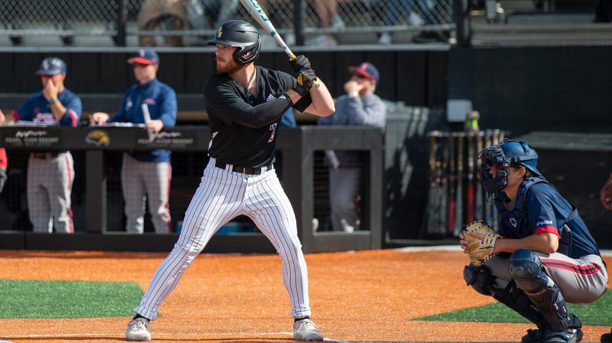 Slade Wilks comes up to bat during a game against Florida Atlantic University at Pete Taylor Park in Hattiesburg on Saturday, March 19, 2022.