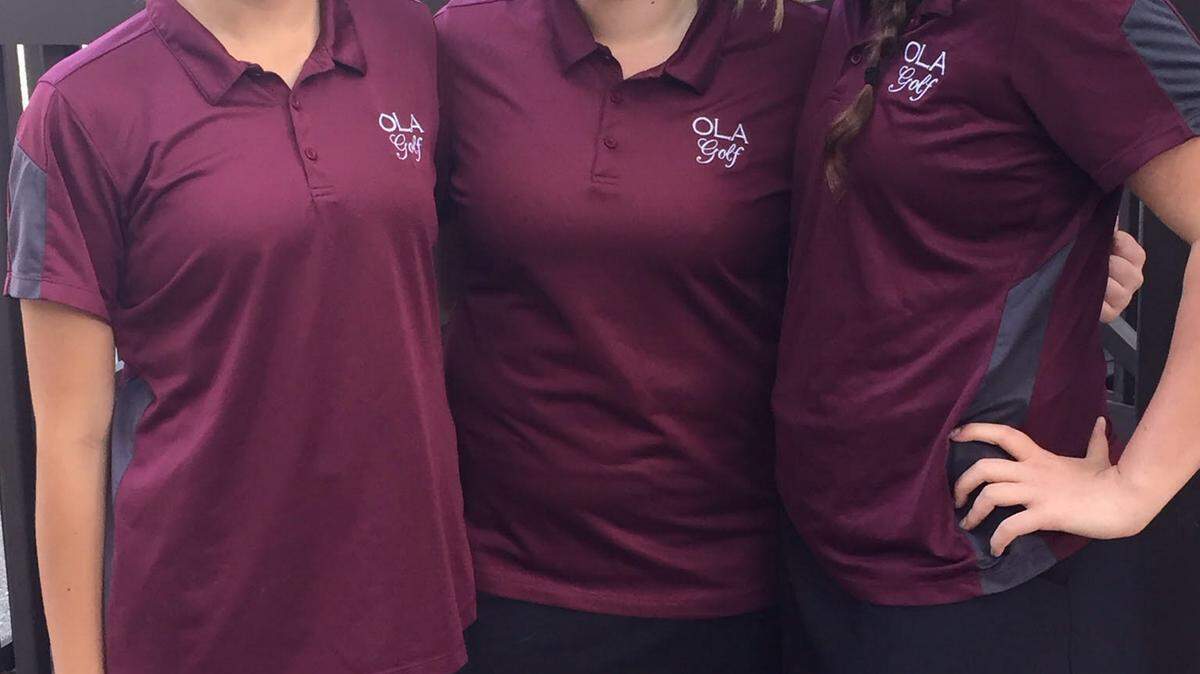 SUBMITTED 
 Our Lady Academy's girls golf team, comprised of Callee Breland, Cati Albright and Gabby Zimmerman, won Pass Christian's tournament on Thursday.