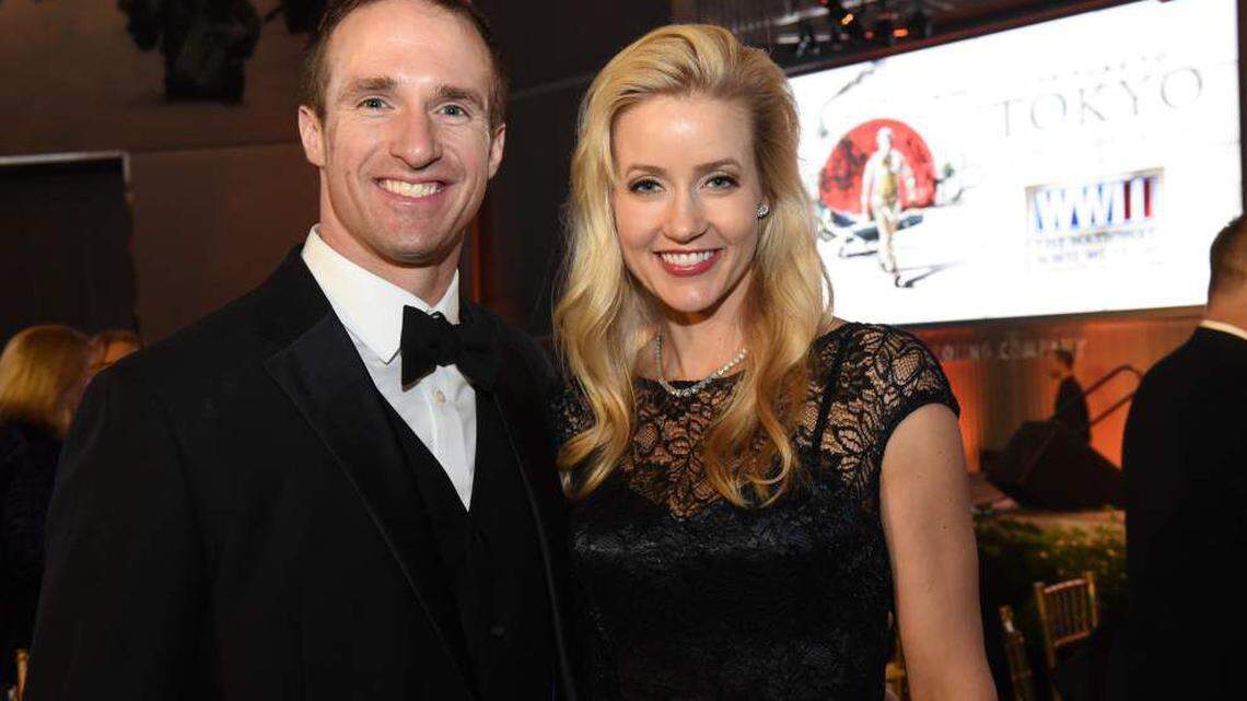 New Orleans Saints quarterback Drew Brees and his wife, Brittany, at a National World War II Museum event in 2016.
