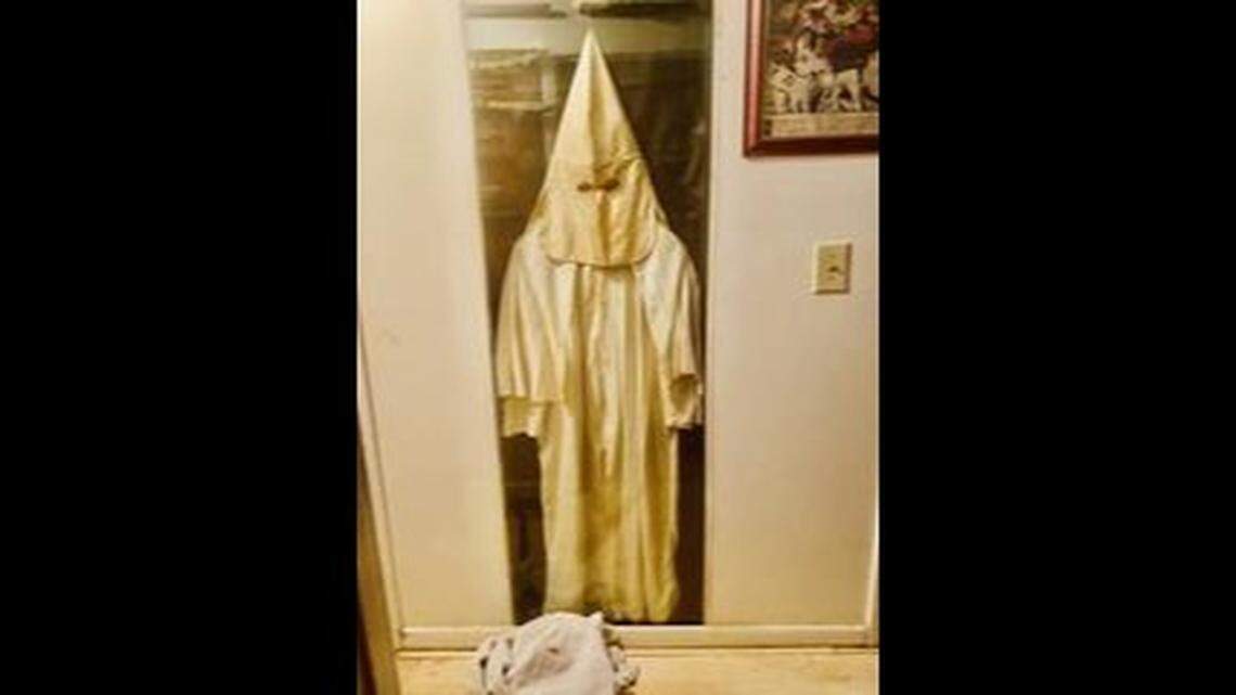 Deputies in Clayton County, Georgia raided a suspected meth house Tuesday and found “an original klansman suit” on display in the main hallway.