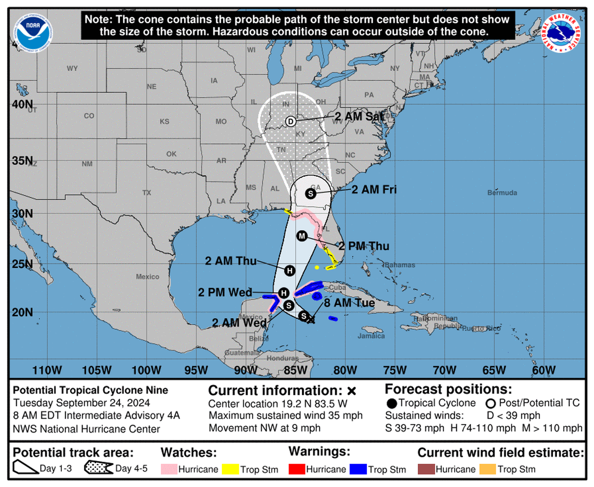 The National Hurricane Center predicts future Hurricane Helene will strike Florida on Thursday.