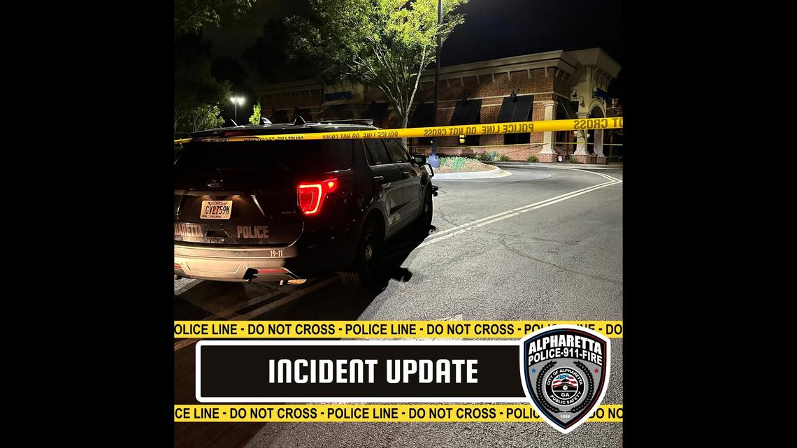 A suspect was found shot after an armed bystander stepped in to thwart an attempted robbery at a Zaxby’s in Alpharetta, Georgia, police say.