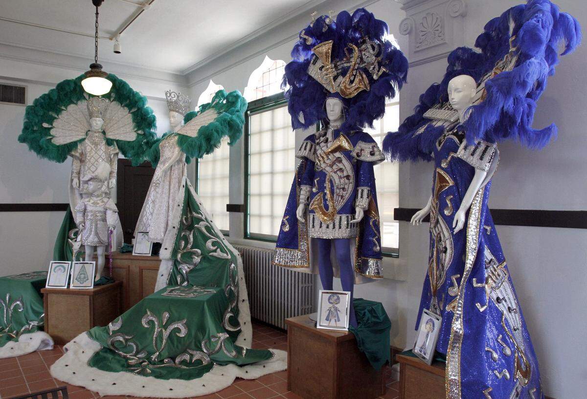 A Mardi Gras display of costumes made by Carter Church are on display in Bay St. Louis in this 2013 Sun Herald file photo.