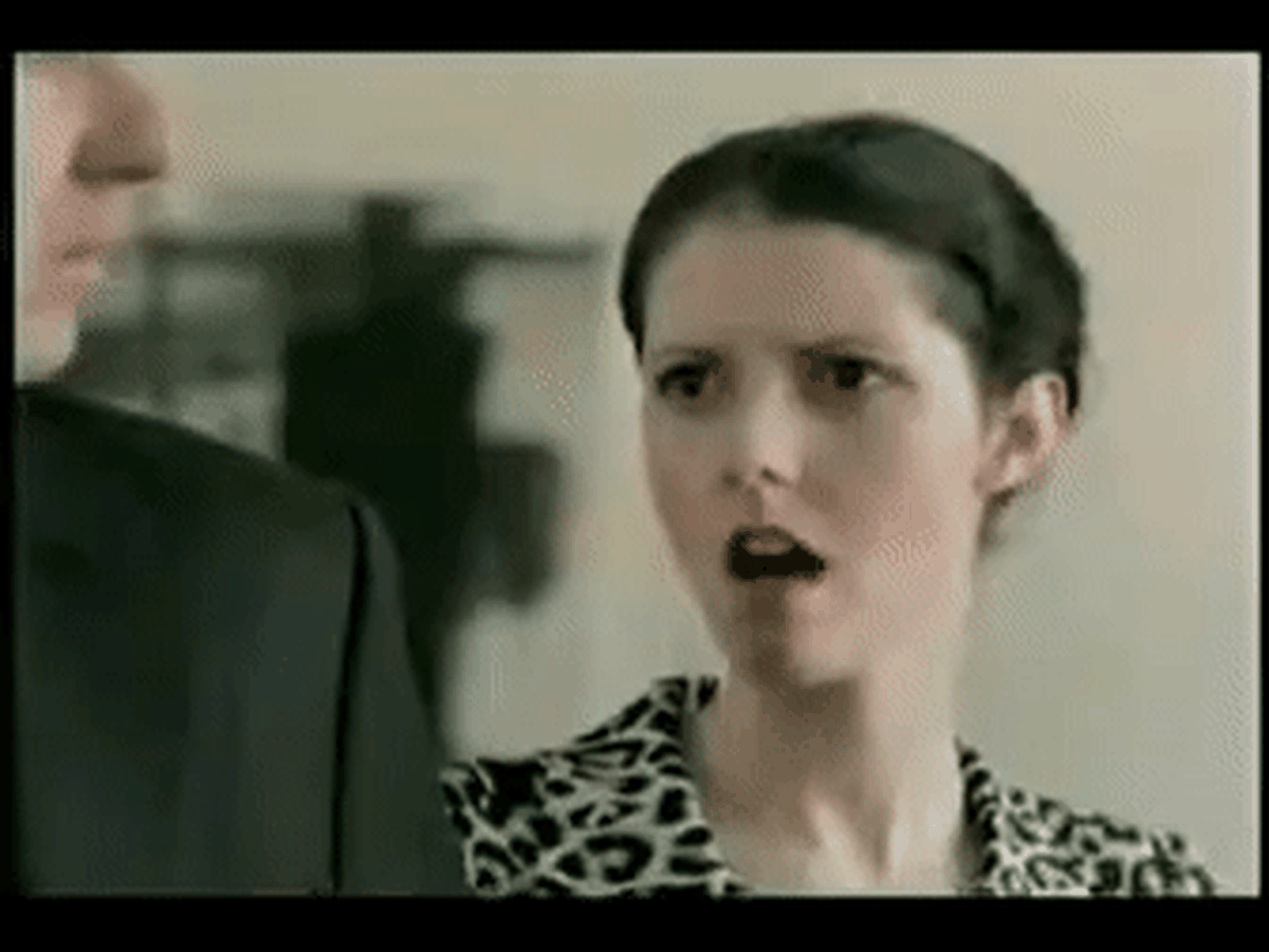 Jesse Meriwether as the Cootie Queen and lint licker lady in an Orbit gum commercial
