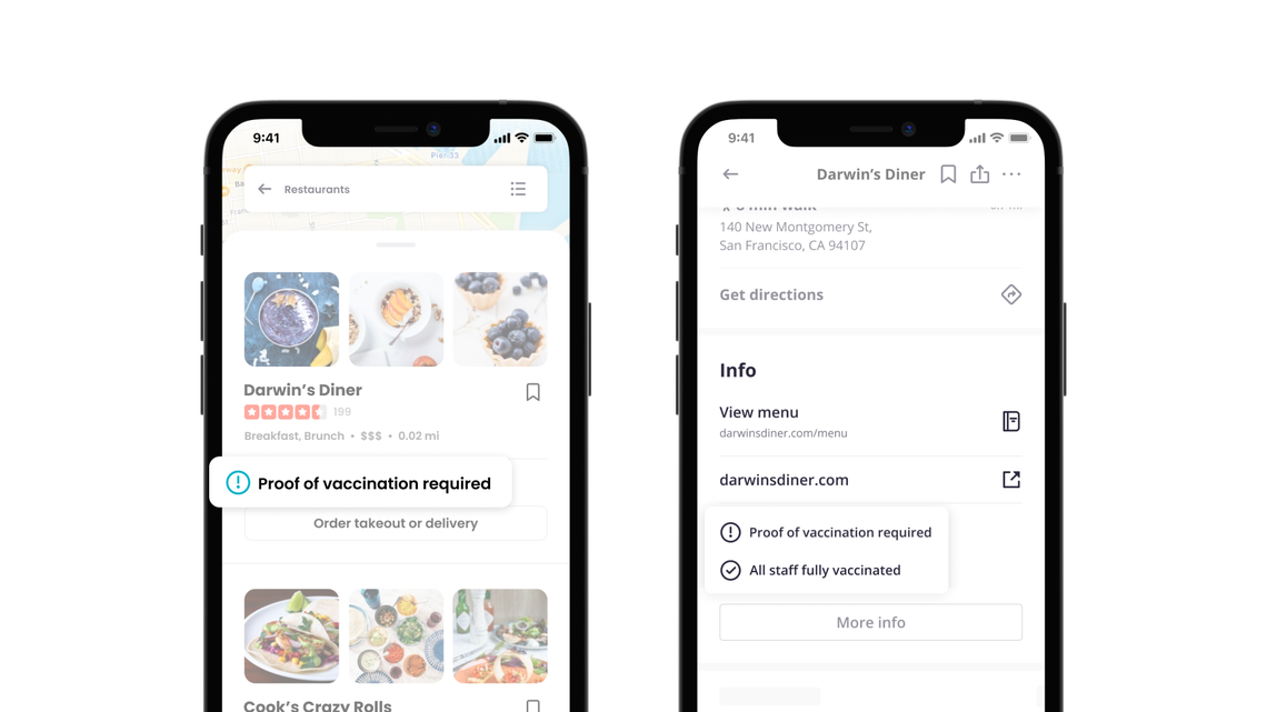 Business owners on Yelp can now share their COVID-19 vaccination requirements with users, thanks to new searchable attributes.