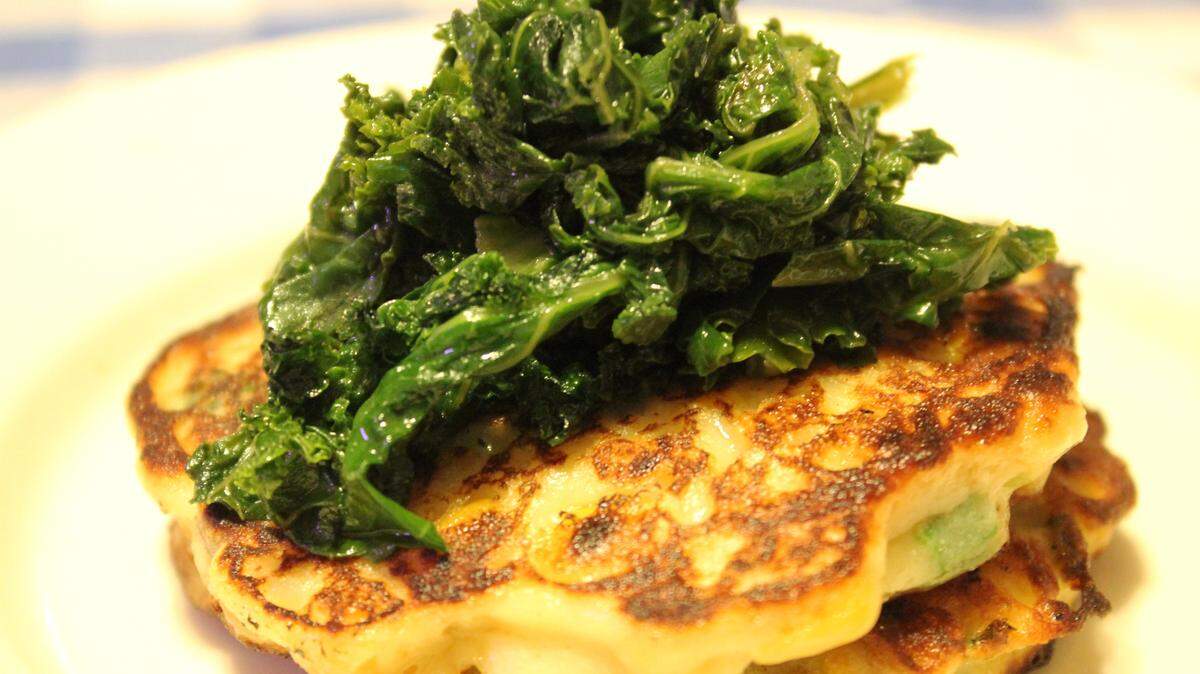 JULIAN BRUNT/SPECIAL TO THE SUN HERALDFried potato cakes and turnip greens make a great combo.