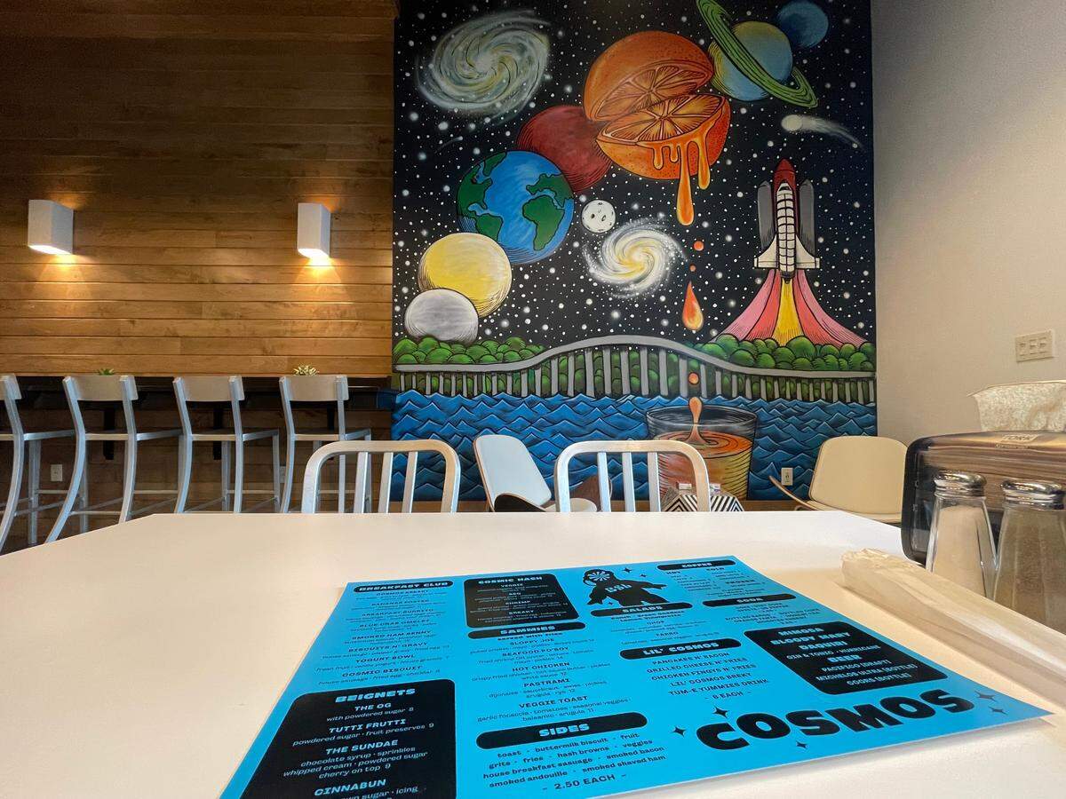 The interior decoration and menu at the new at Cosmos restaurant carry the theme. It is at Pearl Hotel in Bay St. Louis.