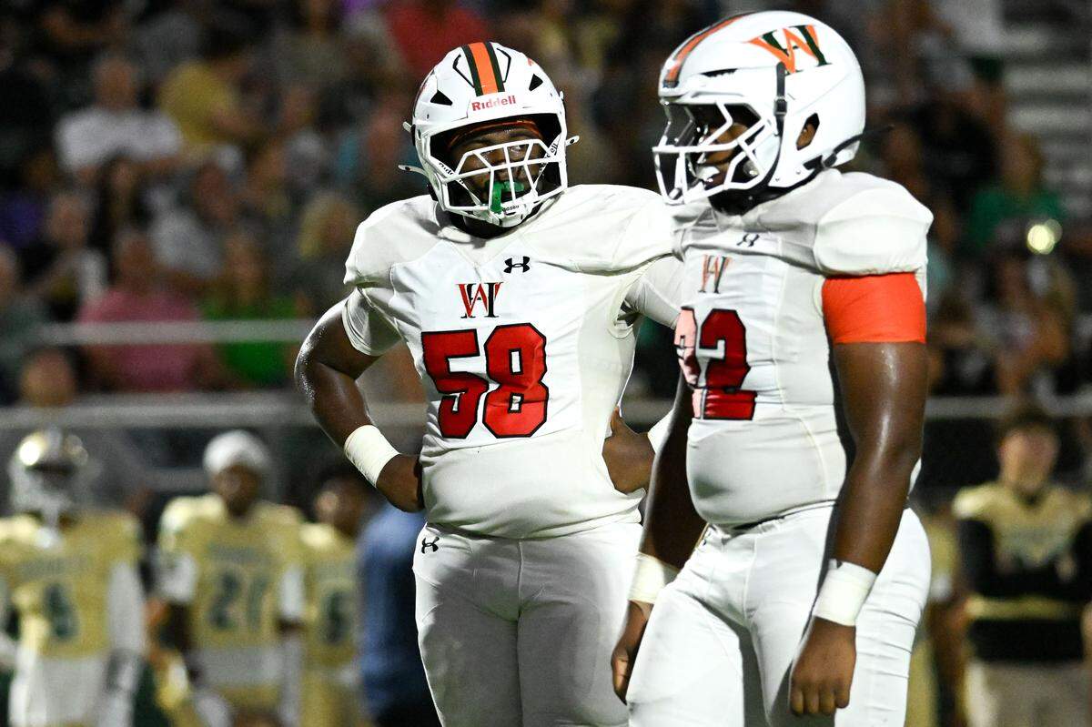 West Harrison’s Eddie Hartwell (58) and the rest of the Hurricanes’ defense held Poplarville to 18 points Friday.