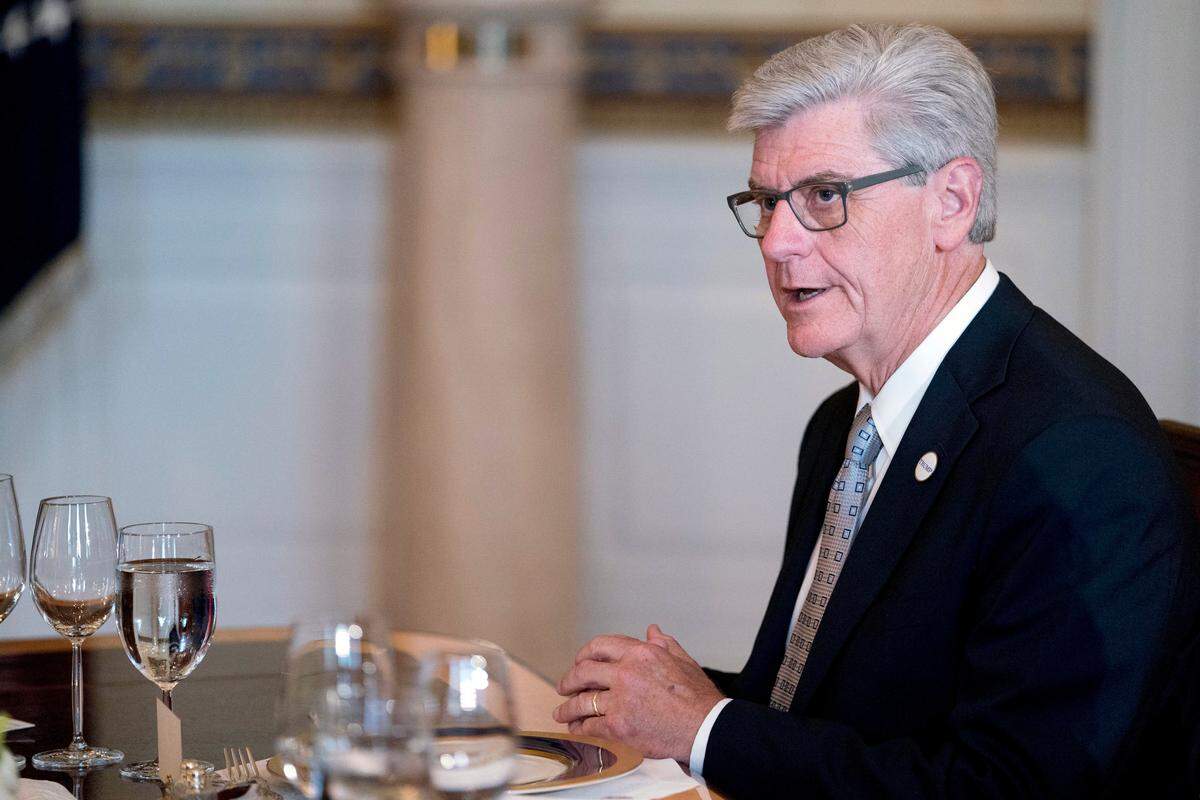 Mississippi Gov. Phil Bryant speaks during a meeting between President Donald Trump and a group of governors in the Blue Room of the White House in Washington, Monday, May 21, 2018, to discuss border security and restoring safe communities.