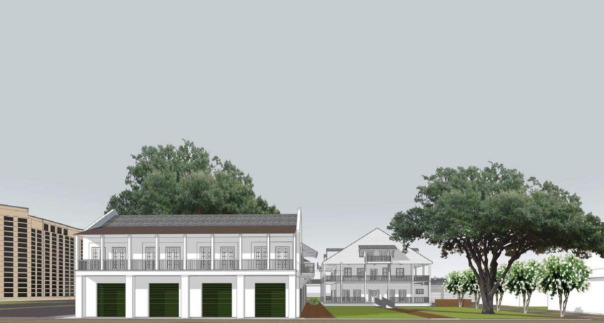 This rendering looking north from U.S. 90 shows Le Magnolia Hotel, a new bed and breakfast that will be built in front of the historic Old Magnolia Hotel in downtown Biloxi.