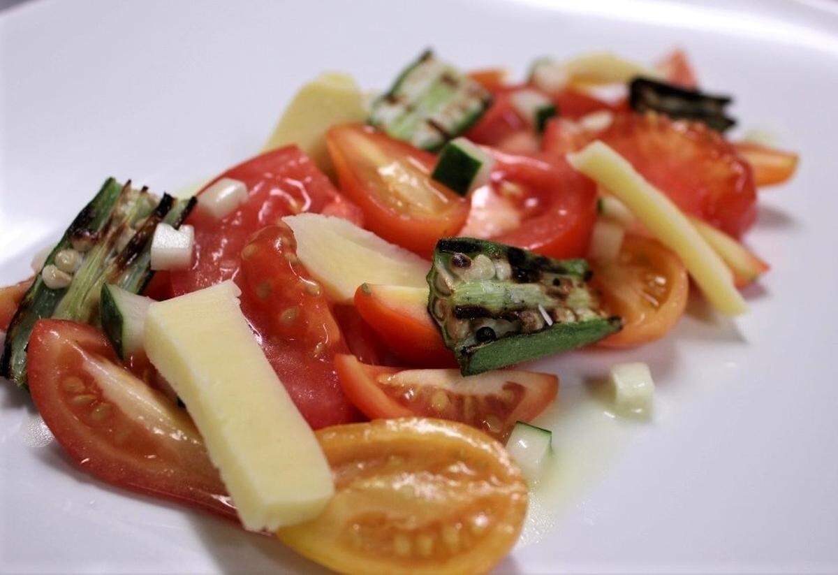 Grilled okra and tomato salad at Vestige in Ocean Springs.