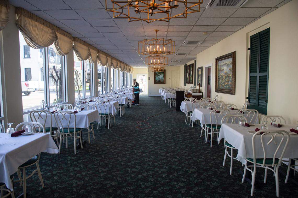 One of the dining rooms at Mary Mahoney’s in Biloxi on Friday, Jan. 27, 2023. Many celebrities ate lunch and dinner in the various dining rooms through the years.
